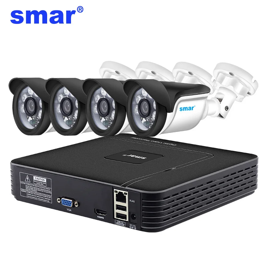 Smar 4CH CCTV System HDMI CCTV NVR 4PCS 1.0 MP/1.3MP/2.0MP IR Outdoor Security Camera 6PCS Nano Leds Camera Surveillance Kit