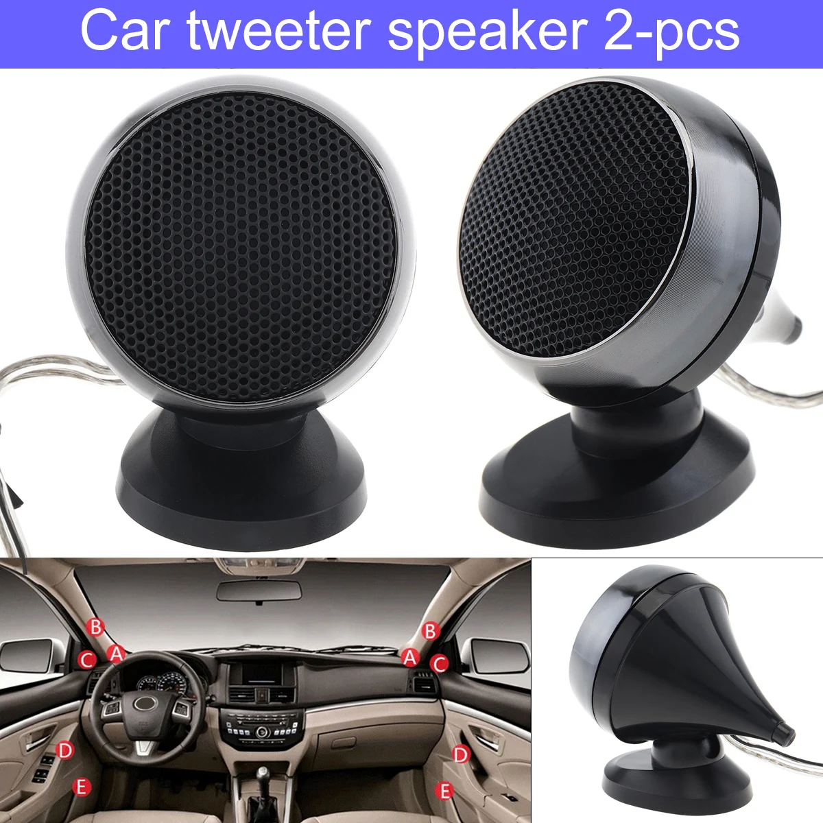 Acouto 12V 150W Black Car Tweeters Kit Mini Super Power Loud Dome Audio Speaker Tweeters Loudspeaker Horn 