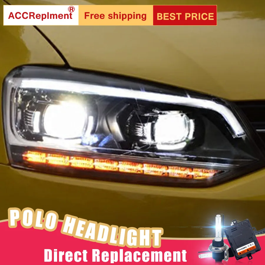 2Pcs LED Headlights For VW POLO 2011 2017 led car lights Angel eyes