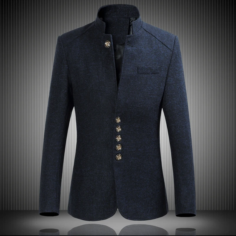 Autumn and winter new casual suit men's self-cultivation business jacket coat large size stand collar tunic men's suit S-6XL