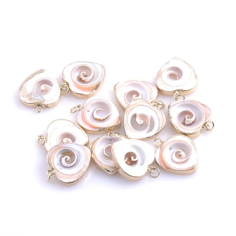 

Heart Shped Sea Shell Concha Charm Gold Plated Metal Tripping for Jewelry Craft Making Handmade 10pcs 24-25mm TRS0157