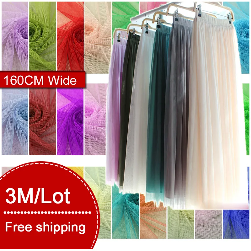 

3 Meters/Lot Soft Mosquito Net Mesh Yarn Tulle Gauze Fabric Sewing Tutu Party Birthday Gift Wrap Wedding Decoration Patchwork