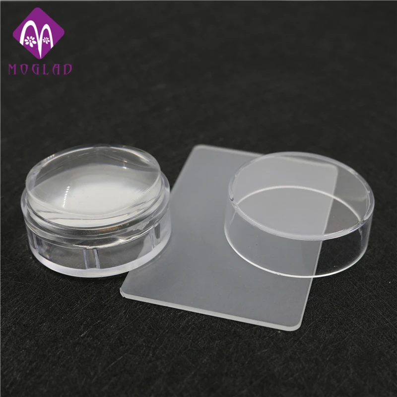 Moglad ясно желе ногтей штампа со Силиконовая Шапочка головы тиснение Kit DIY Nail Печать