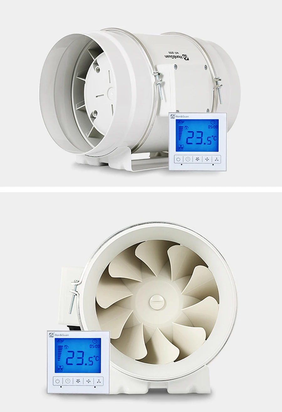 Хон и Guan 8 дюймов таймер экстрактор рядный канальный вентилятор с умный контроллер для Ванная комната вентиляция вентилятор; HF-200PMZC
