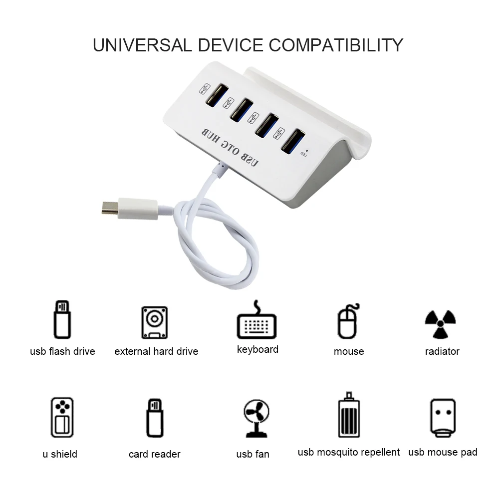 CHUYI USB Hub 3.0 4-port USB3.0 High-speed Splitter Adapter With DC 5V / 2A Power Supply Port For Laptop PC Phone Note
