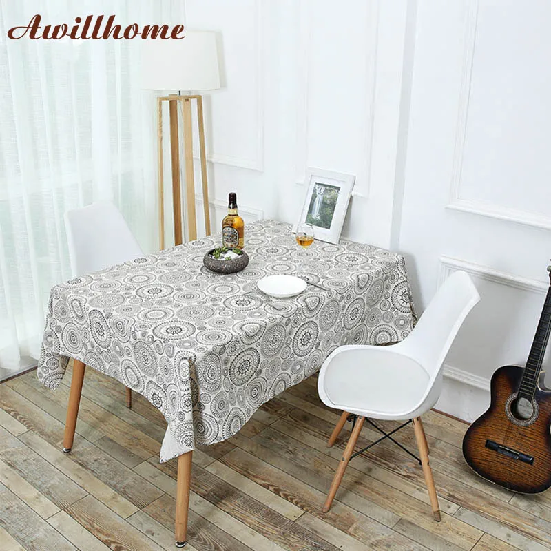 

Awillhome 11Size Design Tablecloths Tower Rectangle Tablecloth Black Linen Dining TableCloth White Table Covers Navidad Mantel
