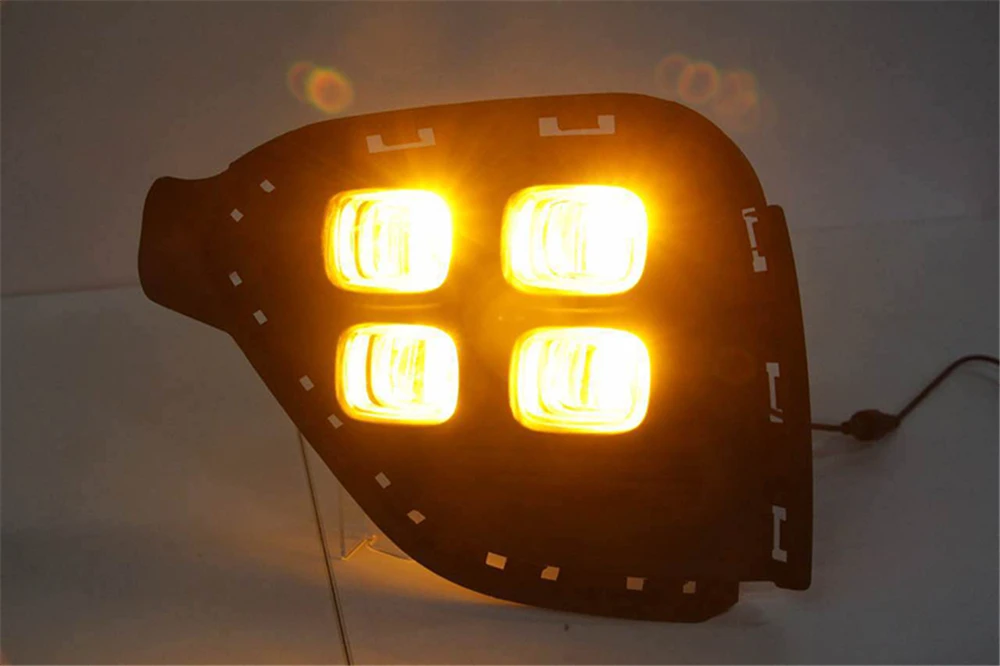 Автомобильный мигающий 1 пара DRL для hyundai Creta IX25 Светодиодный дневной ходовой светильник, противотуманная фара DRL с желтым поворотным сигналом