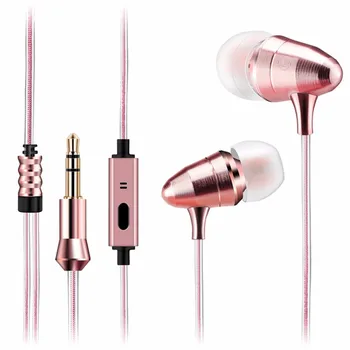 

Rose Gold Metal Bullet In Ear Earphones HIFI Super Bass 3.5mm Universal In-Ear Earbuds fone de ouvido With Microphone