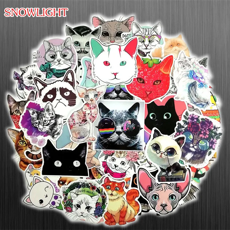 50 Pcs/Lot Not Repeat Lovely Cartoon Cats Sticker Toys For Children DIY Car Luggage Fridge Laptop Phone Decal Gift