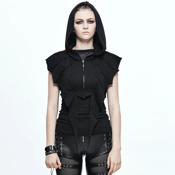 

Devil Fashion New Gothic Women Bat Style Cape Coats Steampunk Halloween Cosplay Costume Shawls Black Short Hooded Coat