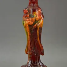 Китай Редкий Старый Янтарный резьба эффективность Kwan-Yin отправить вам благородную статую ребенка