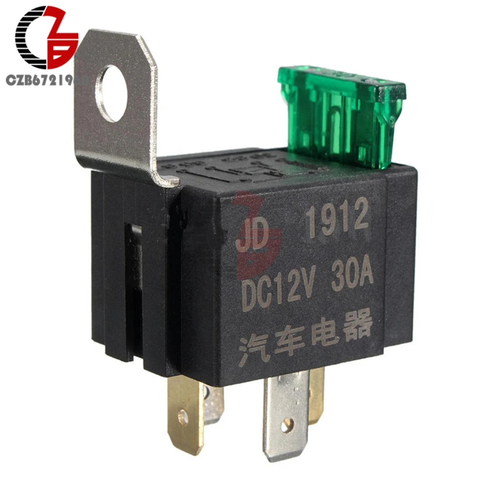 12V 30A Automobile Heavy Duty Relais 4Pin Fusible Fused On Off SPST M/étal