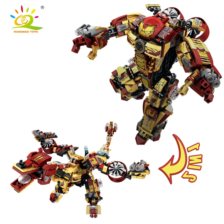 HUIQIBAO Tony Armor строительные блоки бесконечная машина MK44 Патриот фигурки военные