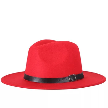

Fashion Solid Color Fedoras Vintage Felt Hats Men Women Top Hat Jazz Cap Winter Panama Women Hat For Church British Flat Cap