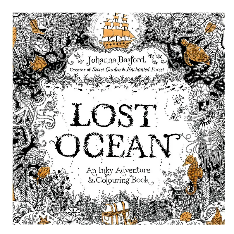 

1 Pcs Cartoon 24 Pages English Lost Ocean Edition Colouring Book Adult Relieve Stress Kill Time Graffiti Painting Drawing Book