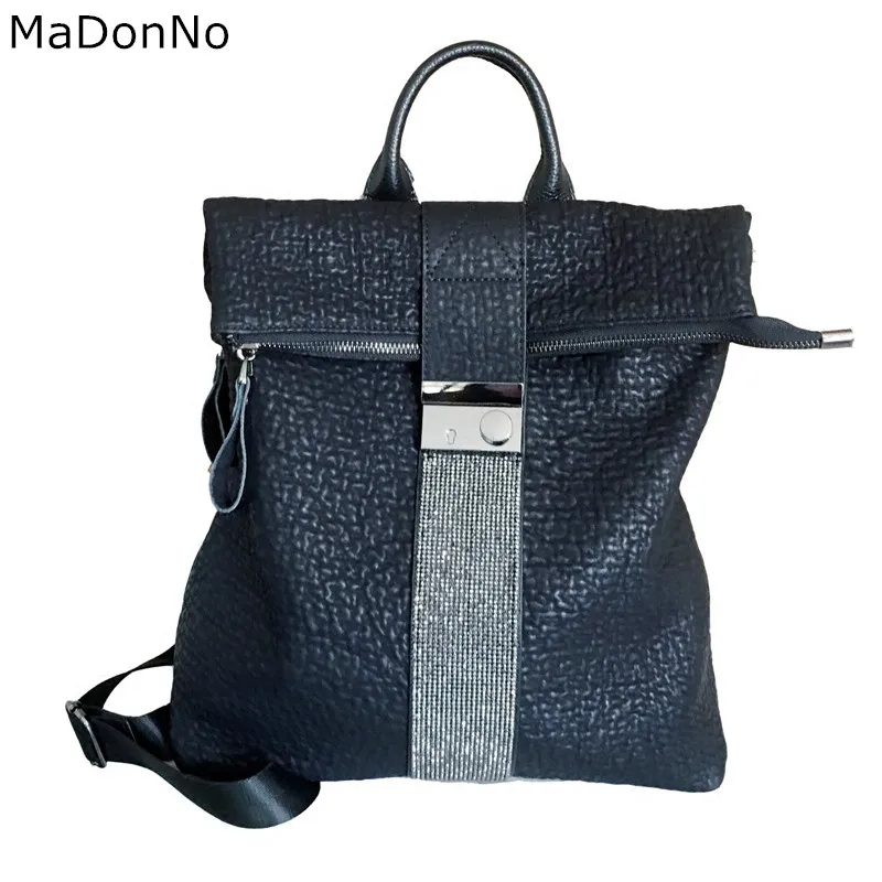 

Madonno Brand Women Backpack Solid Softback Zipper Women Large Capacity Fashion Soft Handle School Backpack TBG012