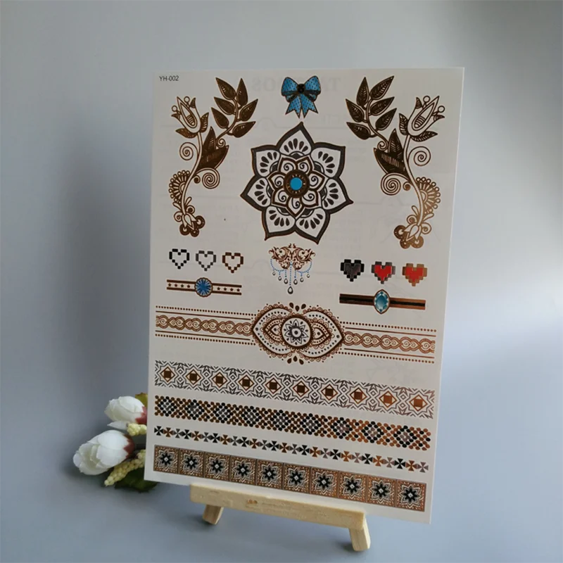 High Quality Gold Temporary Tattoo Body Art Metallic Silver Tattoos