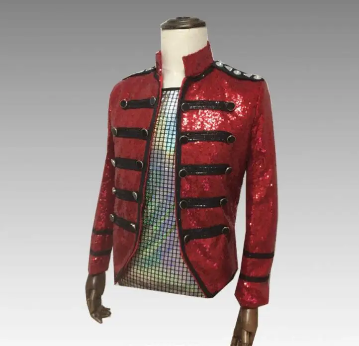 Pailletten blazer mannen pakken ontwerpen jas heren stage stand kraag zangers kleding dans ster stijl jurk punk rock masculino homme Pailletten blazer mannen pakken ontwerpen jas heren stage stand kraag zangers kleding dans ster stijl jurk punk rock masculino homme