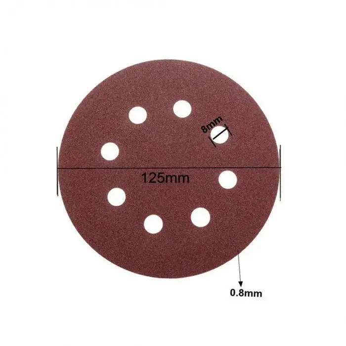 100 шт. Грит круглый Форма полировальником полировка лист 5 дюймов 125 мм 8 отверстий наждачная бумага -- M25