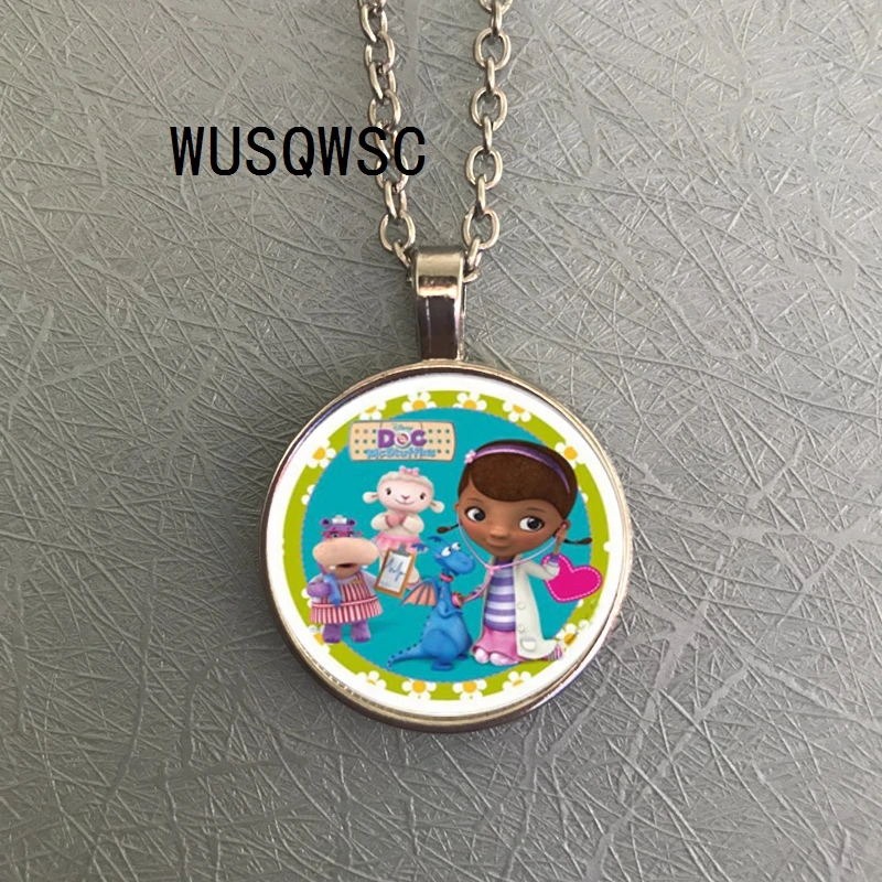 WUSQWSC Doc Mcstuffins ожерелье из мультфильма Dottie девушка Рисунок Кристалл узор Кабошон