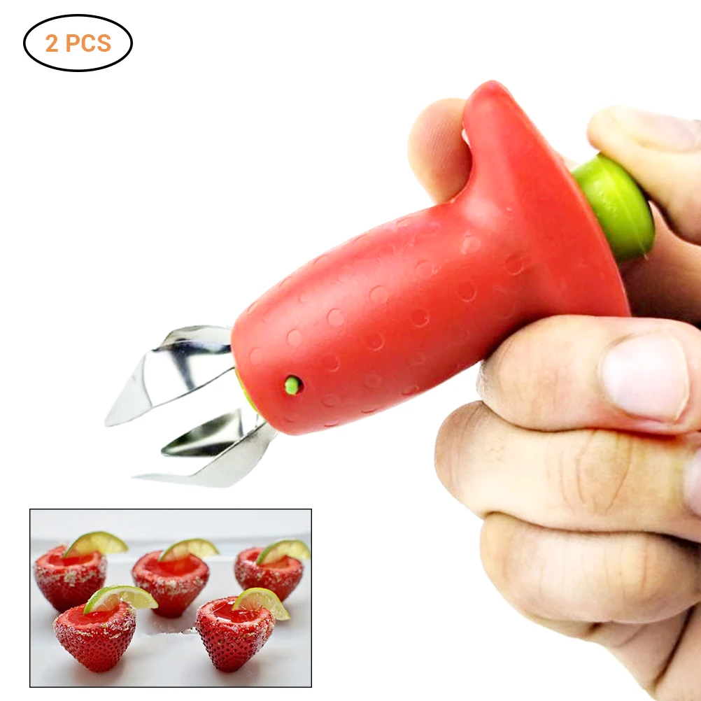 

2 Pcs Strawberry Berry Stem Leaves Huller Gem Remover Removal Fruit Corer Kitchen Accessories Gadget