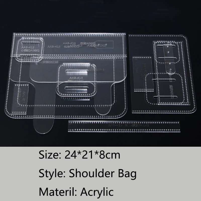 1Set Acrylic Template Pattern for fashion Crossbody bag Shoulder Bag Leather Craft Pattern DIY Stencil Sewing 24*21*8cm