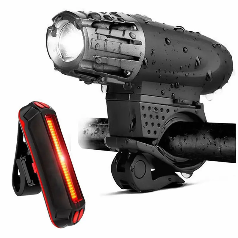 Cheap Bike Lights Bicycle Lights Front and Back USB Rechargeable Bike Light Set Super Bright Front and Rear Flashlight LED Headlight 0