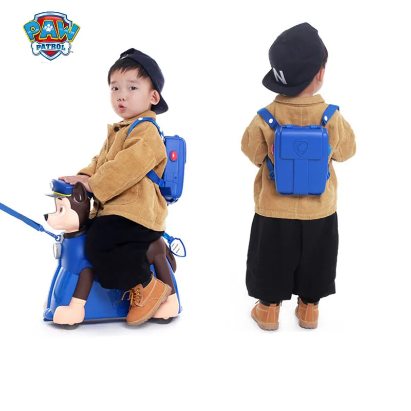 

Paw patrol dog backpack multi-function bag riding box luggage bag can sit can pull kids birthday toy gift