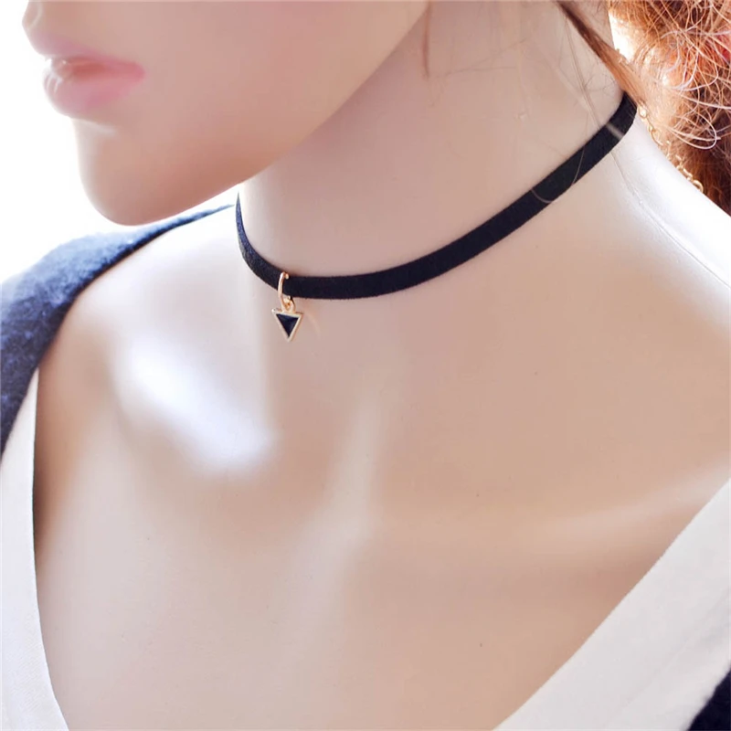 1pc Velvet Ribbon Crystal Pendant Black Necklace New Torques Bijoux Plain Maxi Statement Chokers Necklace For Women Jewelry