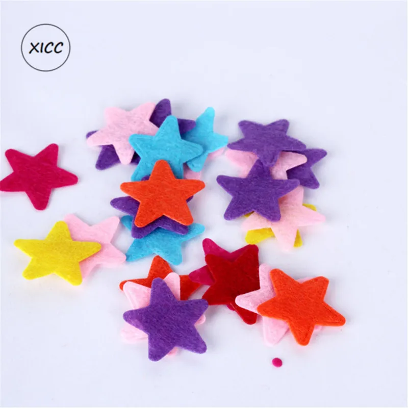 XICC 100PCS Colorful Nonwoven Round Flower Wool Felt Fabric Hair rope DIY Handmade Accessory Sticker Applique Patches Felt Pad