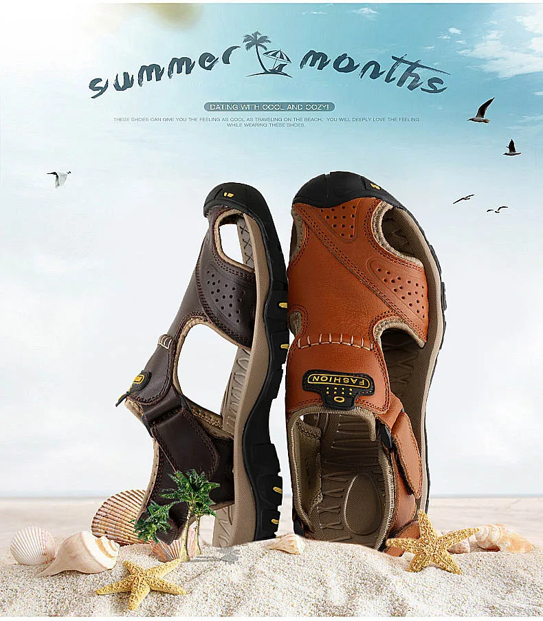 Men Summer Sandals Genuine Leather Casual Shoes Man Roman Style Beach Sandals Brand Men Summer Shoes Big Size 39-46 (3)