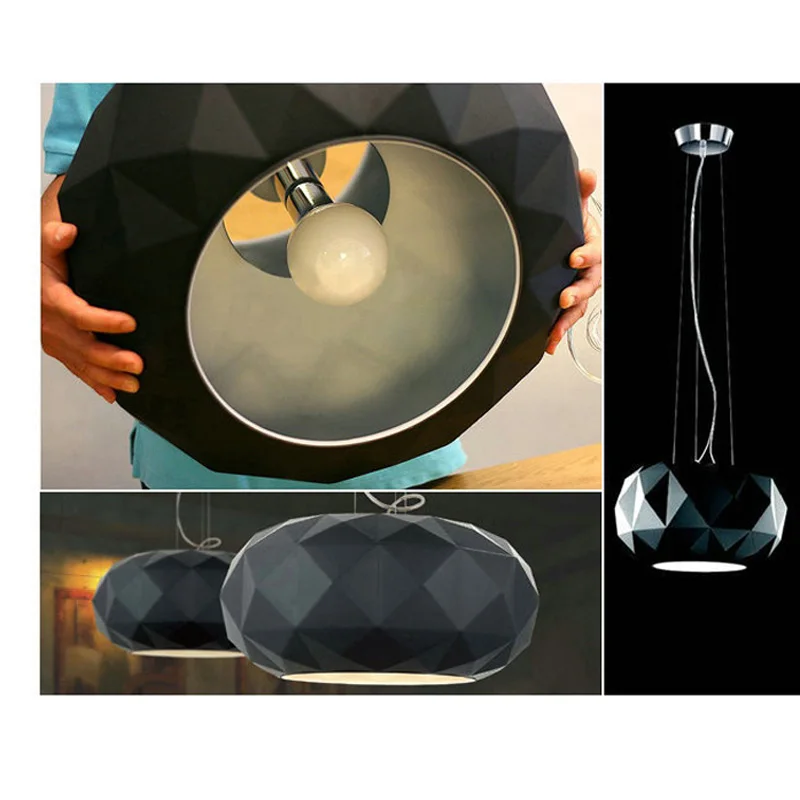 Glass Pendant Lights Simple Modern Hanging Black White Glass Pendant Lamps Diamond Cutting Plating Decorative Pendant Light for Restaurant (10)