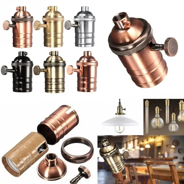 E26 E27 Retro Vintage Antique Edison Brass Copper Lamp Light Bulb Holder Socket
