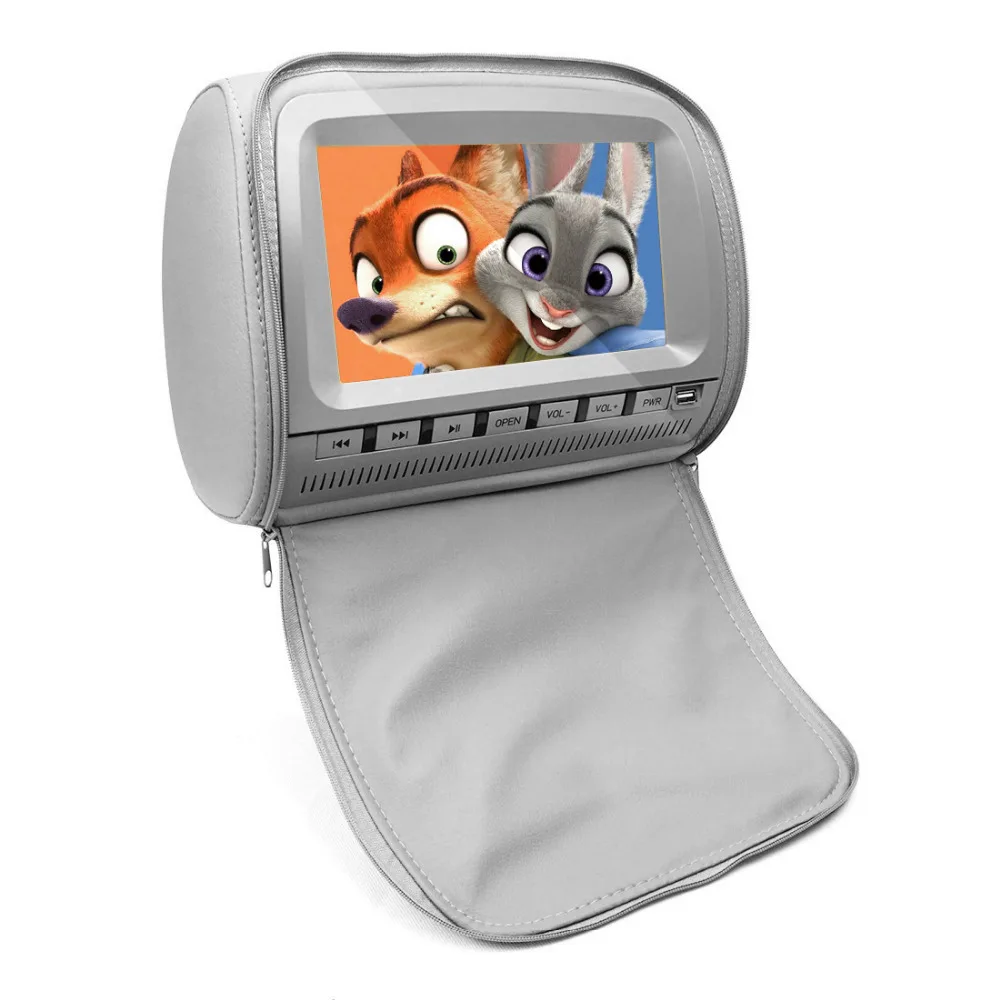 

Grey 9 inch Auto Monitor Car Headrest DVD Player Video Games 800*480 Digital Screen Leather Cover Car Monitors USB SD IR FM CD