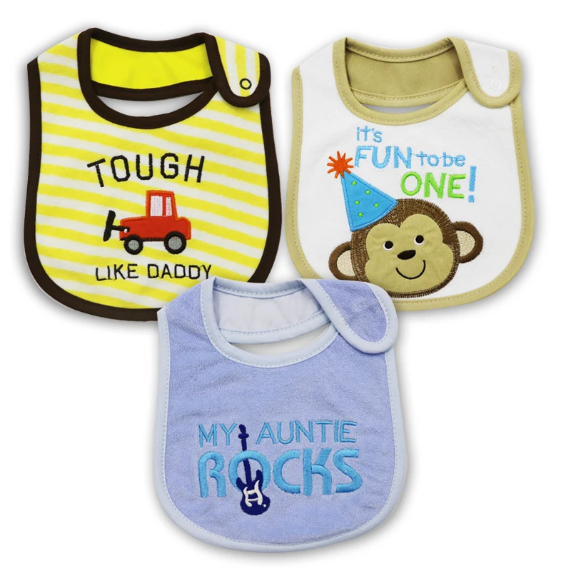 

3 Piece bavoir bandana Quality Baby Boy Bib Towel Saliva Waterproof Kids Cartoon Pattern Clothes saliva bib