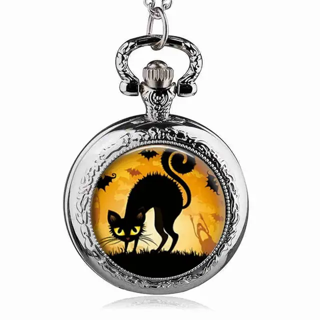 Fashion Lovely Cute Cat Black/Silver/Bronze Quartz Pocket Watch Analog Pendant N Fashion Lovely Cute Cat Black/Silver/Bronze Quartz Pocket Watch Analog Pendant N