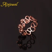 Ajojewel Rhinestone Crystal Band Ring Rose Gold Color Geometric Rings For Women Female Finger Jewellery Bijoux newest viennois fashion jewelry gun color geometric finger rings for woman rhinestone and crystal party accessories