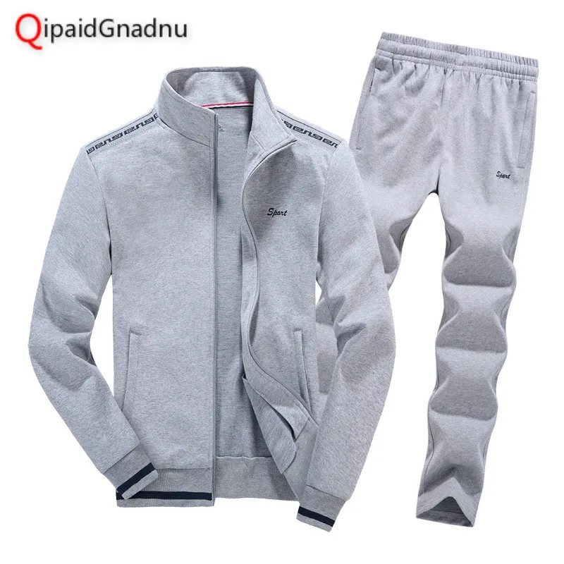 

Spring Men Size 8XL 2019 Casual Sportswear Suit Hooded Sweatshirt Tracksuit Men's Solid Zipper Jackets Hoodies + Pants Sets Male