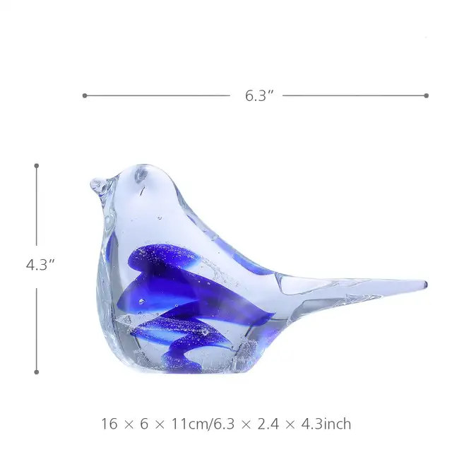 1705 17 De Réductiontooarts Bleu Et Blanc Petit Oiseau Verre Sculpture Art Moderne Faveur Cadeau œuvre Décoration De La Maison In Statues Et