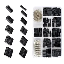 Conector dupont 620mm, kit de invólucro de cabeçote de fio de ligação dupont, 2.54 peças pinos de crimpagem macho + conector terminal de pino fêmea