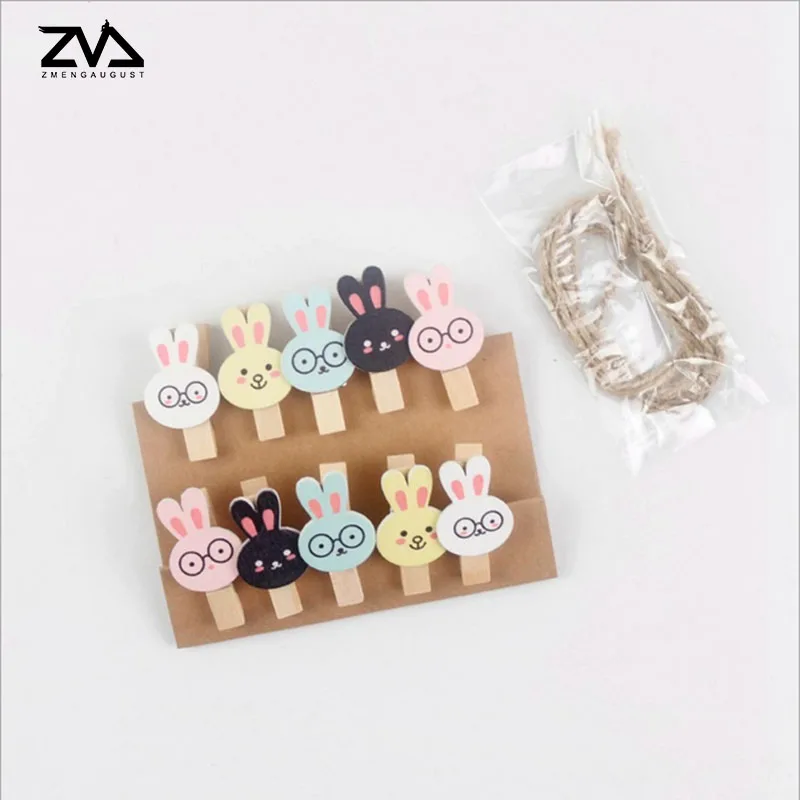 

10 pcs/pack korean creative Spring Clips Clothespin Craft Clips Material Wood Clip hemp rope classification clip