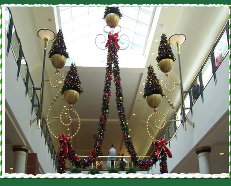 2,7 м Рождественское украшение для дома Новогодняя зеленая Рождественская гирлянда венок рождественские вечерние висячие украшения из ротанга и сосны
