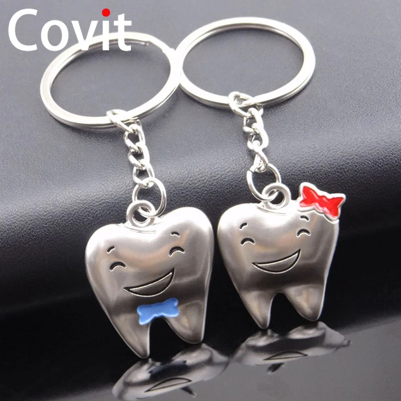 Covit 2 ペア ロットクリエイティブ歯キーホルダーカップル金属キーチェーン部品車のキーリングバレンタインデーのギフト男性と女性 Key Chains Aliexpress