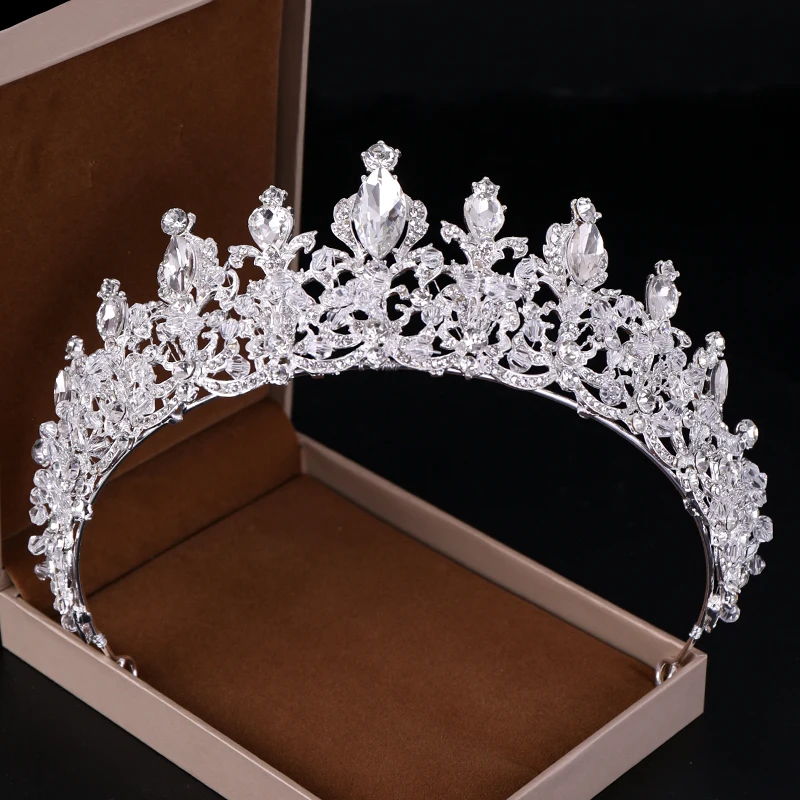Стразы, Корона и диадемы, свадебная диадема, королевская кристальная Корона со стразами, свадебные украшения для волос, украшение на голову