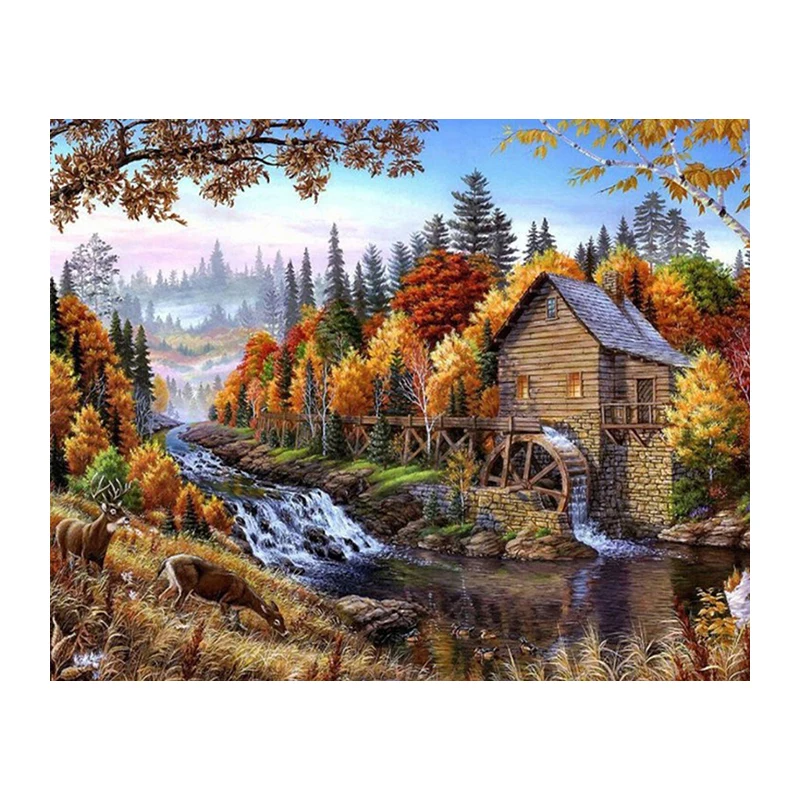 Frameless River Landscape DIY Painting By Numbers Kit Paint On Canvas Painting Calligraphy Home Decor Drop Shipping