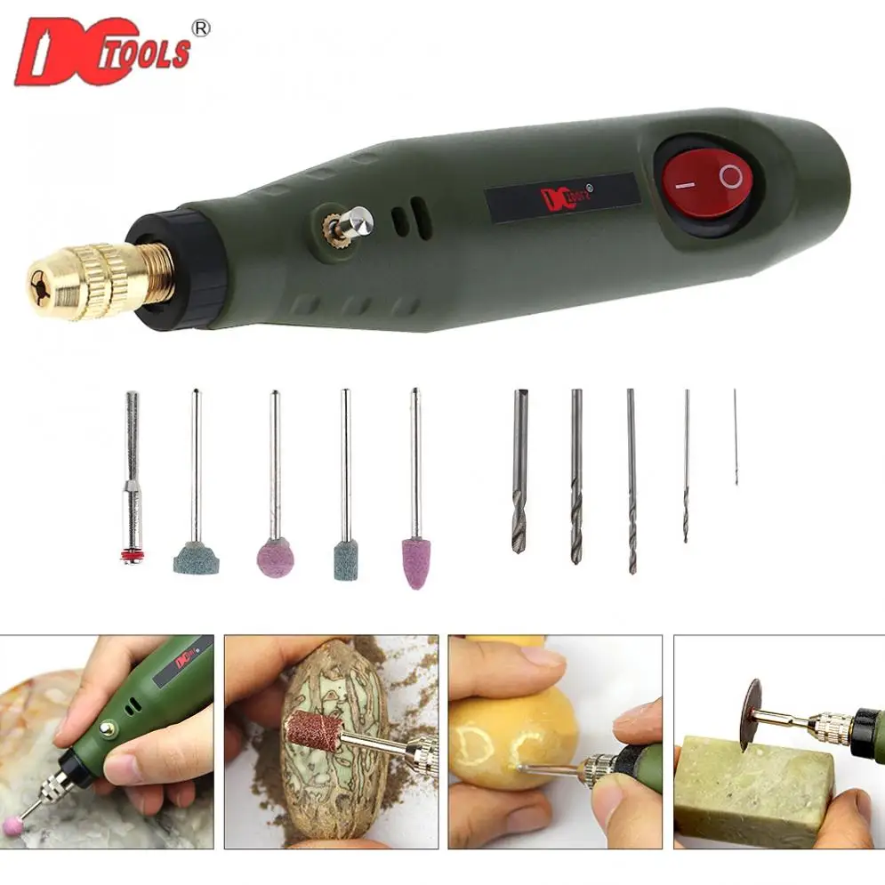 DCTOOLSMini 12 V dremel дрель Электрический шлифовальный станок для DIY художник фрезерные полировки бурения резки гравировка комплект