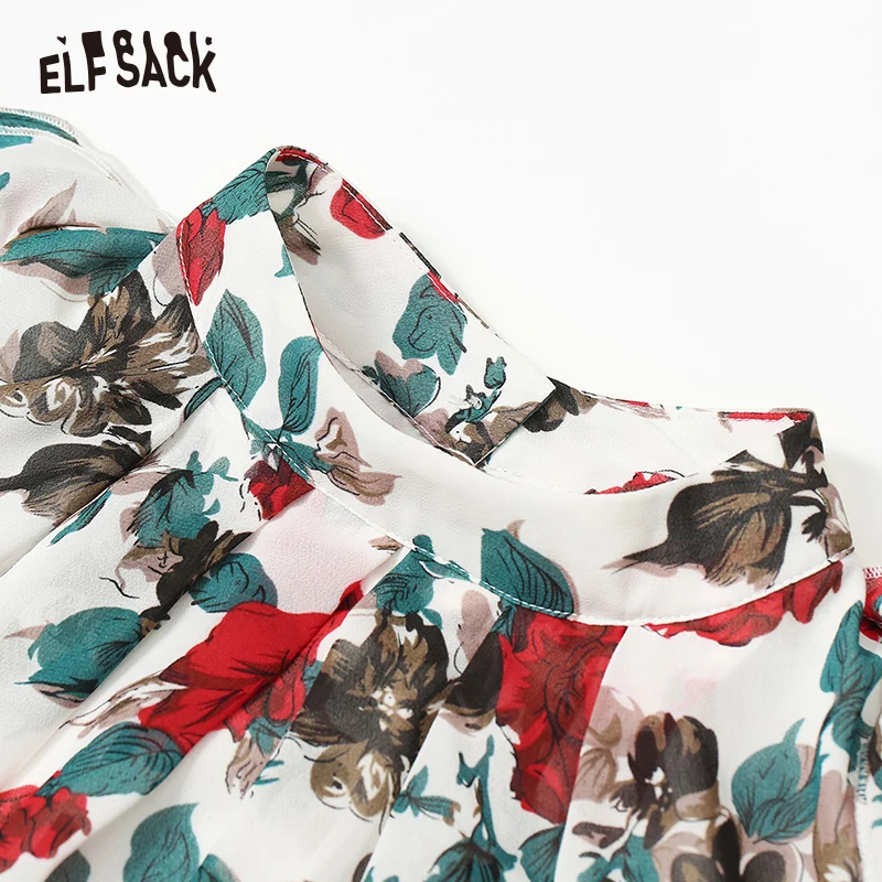 Женская расклешенная шифоновая рубашка ELF SACK Многоцветная летняя блузка с