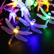 5M 20 Led dragonfly Solar Led String with solar panel strip light Outdoor IP65 Waterproof use in Garden square decor LH