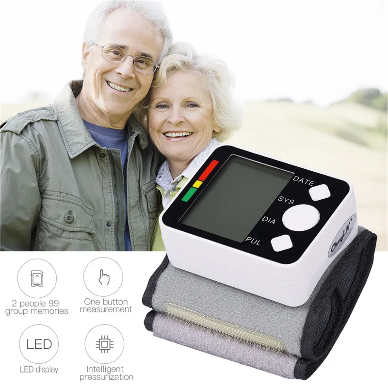 Домашнее использование, автоматический наручный цифровой портативный монитор кровяного давления, измеритель манжета тонометра для измерения и пульса тепла
