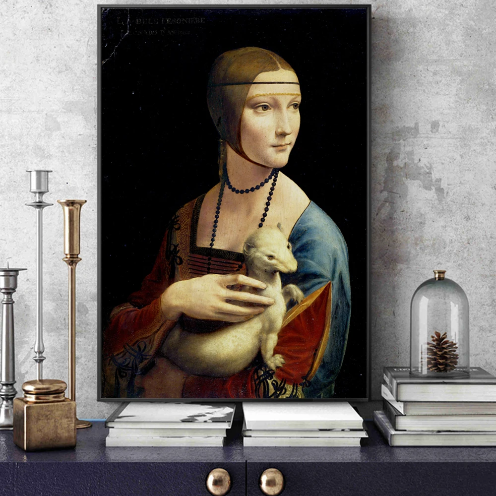 Картина на холсте с горным хрусталем, репродукции на стене от Leonardo Da Vinci, Знаменитая Картина на холсте, домашний декор